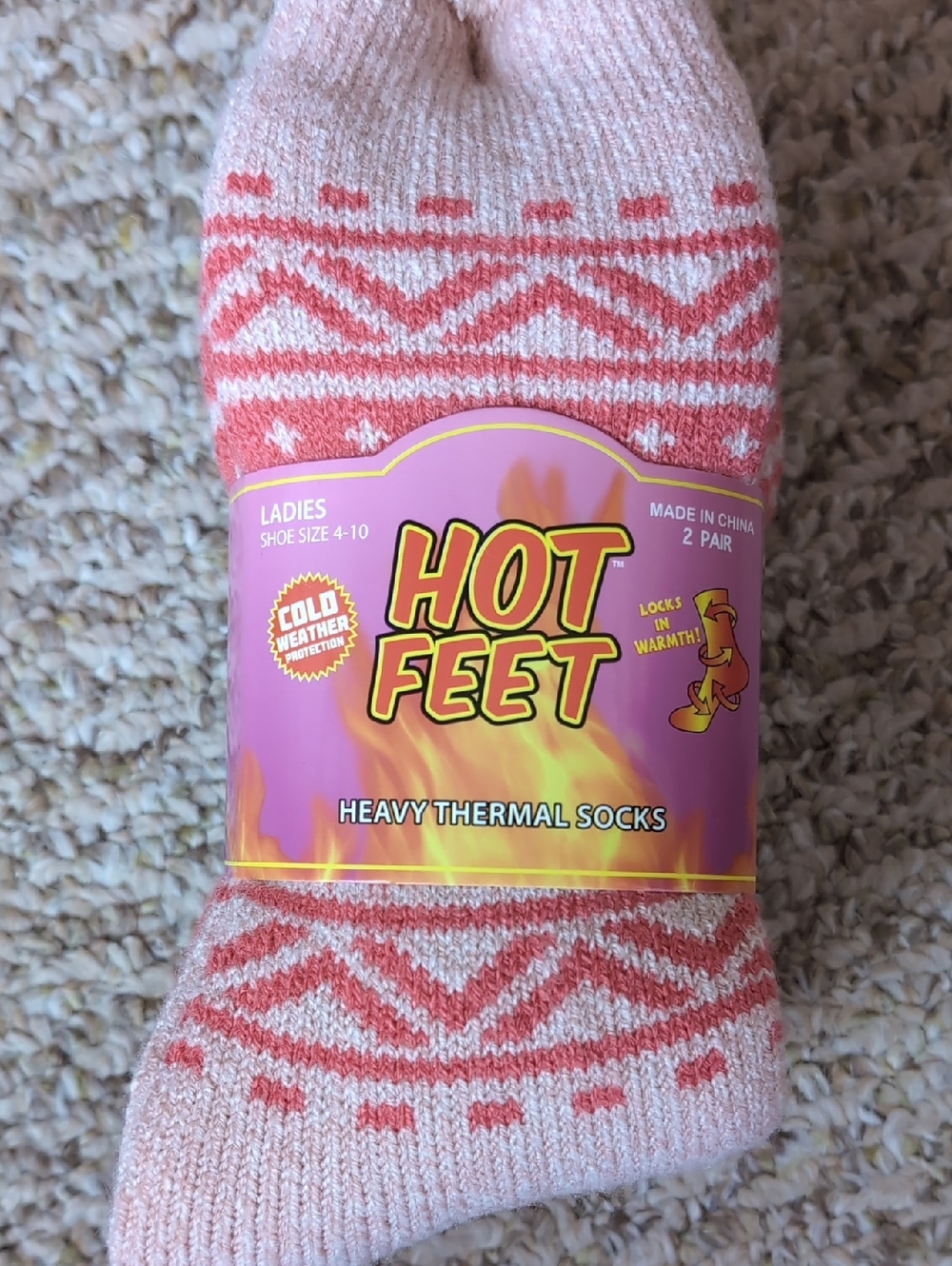 NWT Ladies Heavy Thermal Socks - Pink/Coral 2 Pair Pack